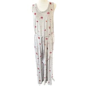 Lucky Brand Eliza Floral Belted Sleeveless Cotton Blend Maxi Dress M Coastal‎